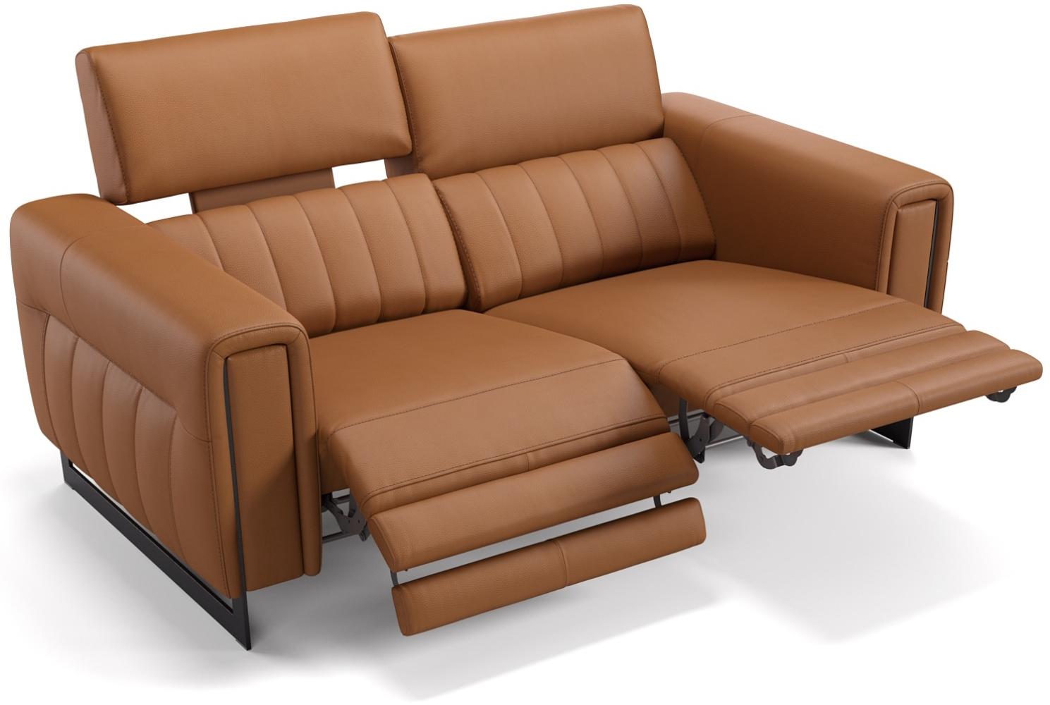 Sofanella Zweisitzer Lesina Sitztiefenverstellung elektrische Couch in Cognac Bild 1