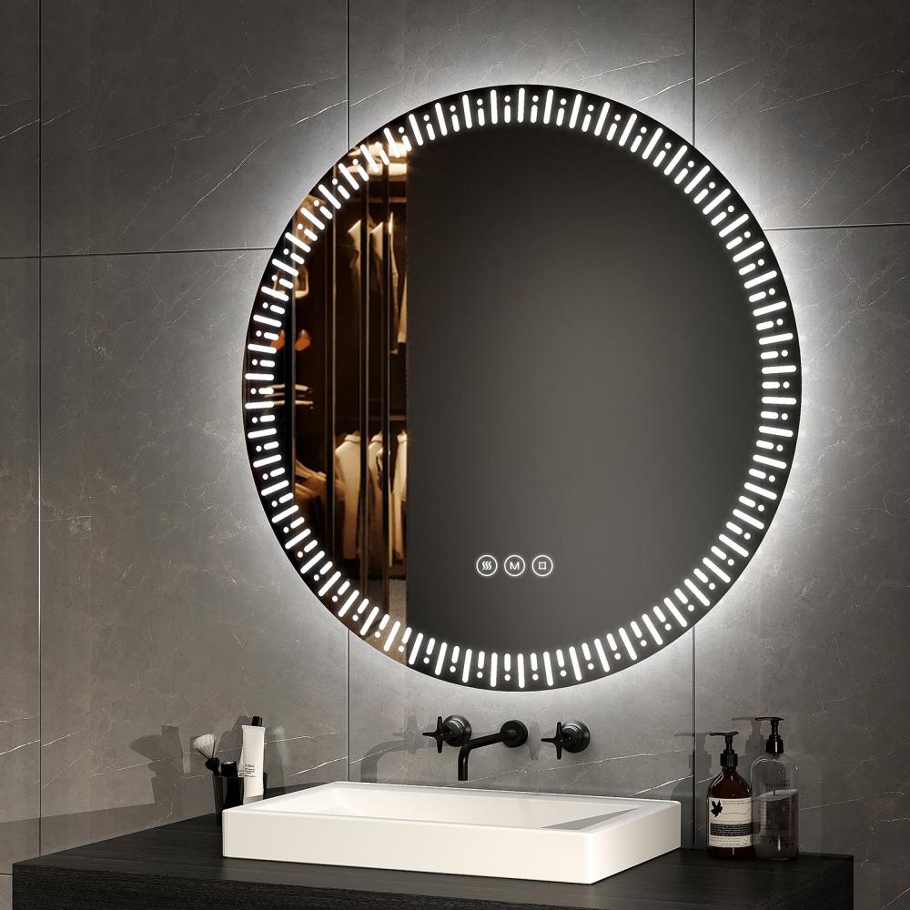 EMKE Badspiegel mit Beleuchtung 80 cm mit Beschlagfrei, Dimmbar 3 Lichtfarbe Touchschalter IP44 Bild 1