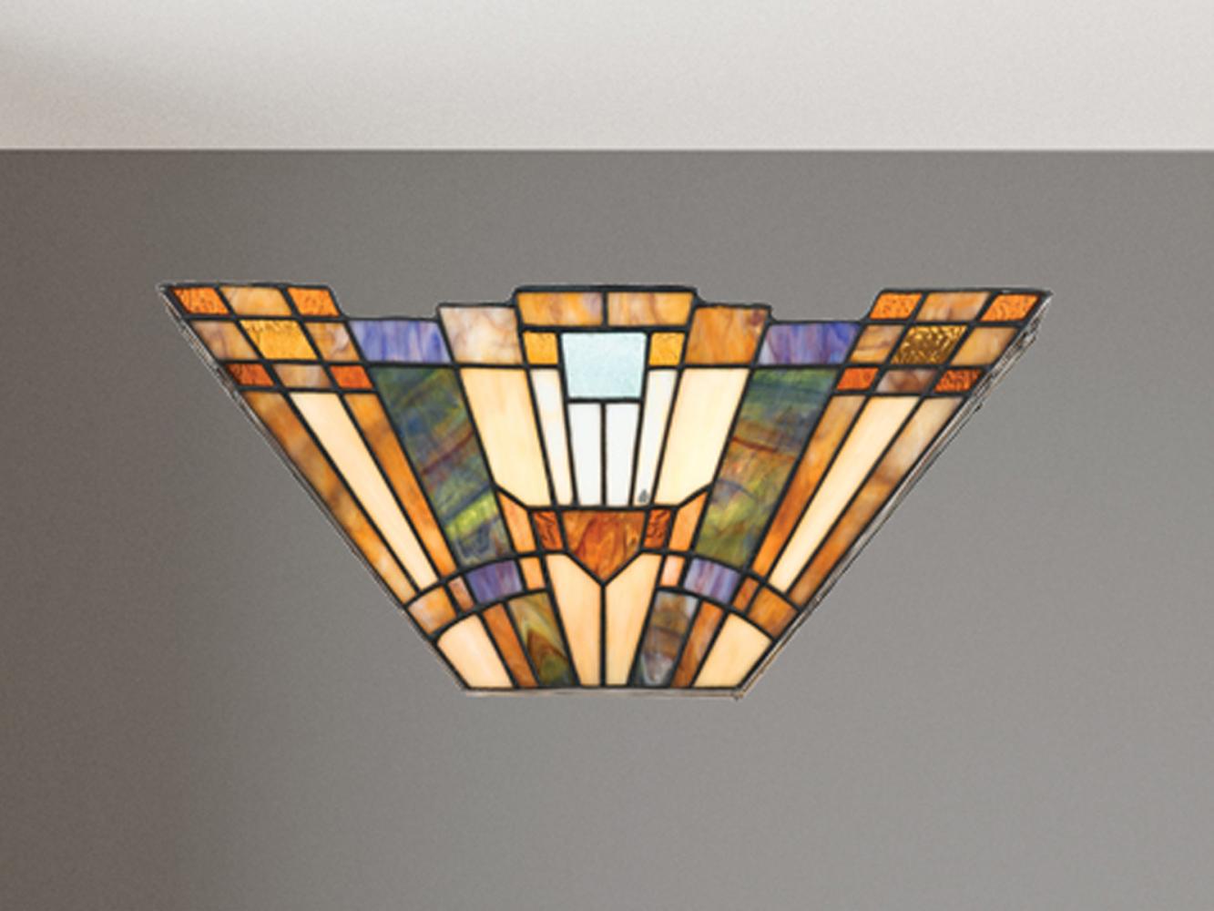 Hochwertige LED Wandleuchte im Tiffany Design mit buntem Echtglas, Breite 41cm Bild 1
