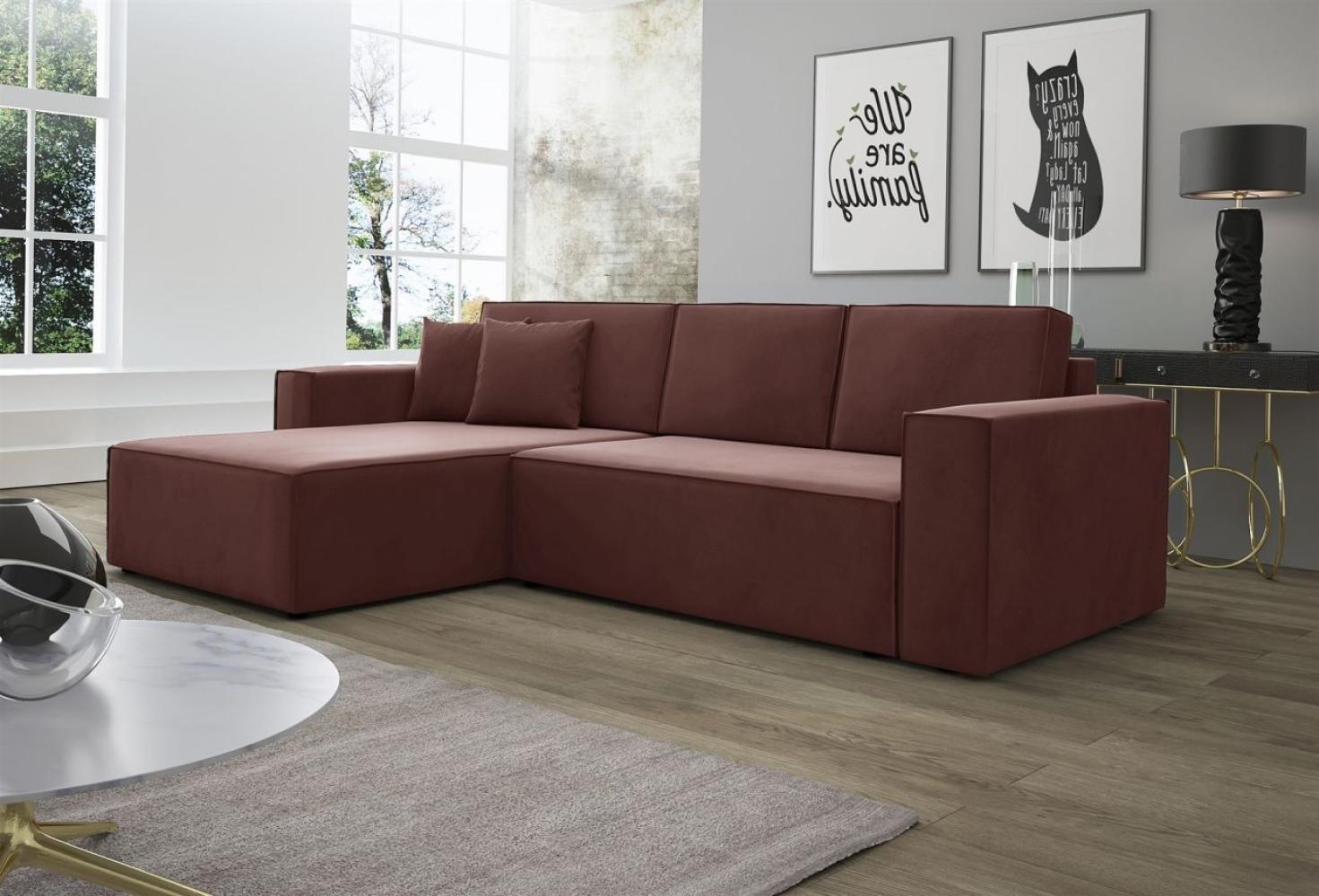 Ecksofa Schlafsofa Sofa CONOR PREMIUM Stoff Kronos Altrosa Ottomane Links Bild 1