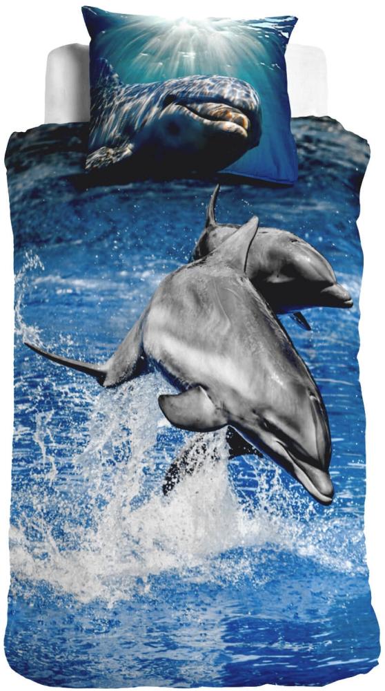 ESPiCO Sleep and Dream Bettwäsche Delphin 3D Digitaldruck blau Baumwolle 135 x 200 + 80 x 80 cm Bild 1