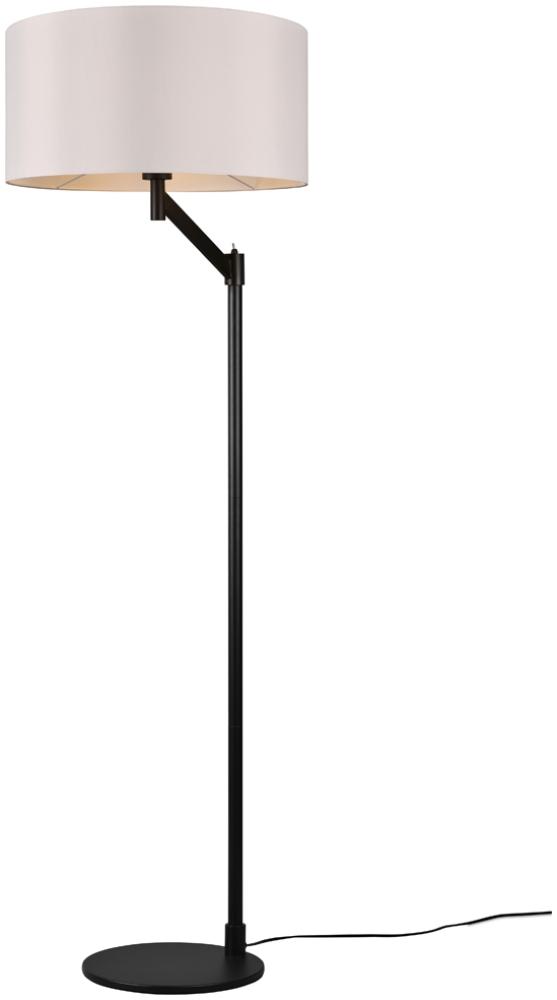 Klassische Stehleuchte CASSIO Schwarz mit Stoffschirm in Weiß - Höhe 158cm Bild 1
