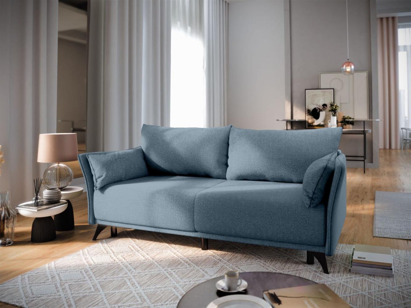 Sofa 3-Sitzer GARNIER mit Schlaffunktion in Stoff Abriamo Blau Bild 1