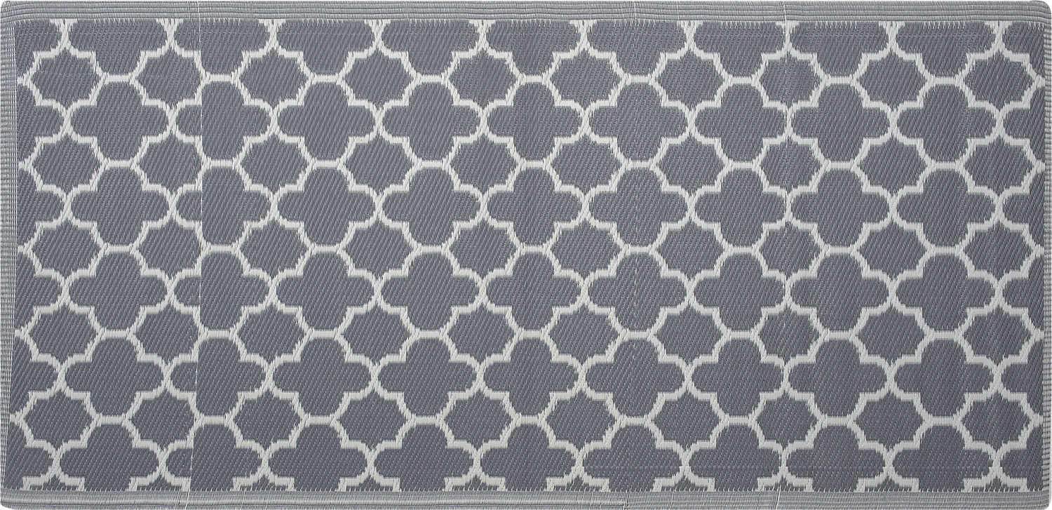 Outdoor Teppich grau 90 x 180 cm marokkanisches Muster zweiseitig Kurzflor SURAT Bild 1