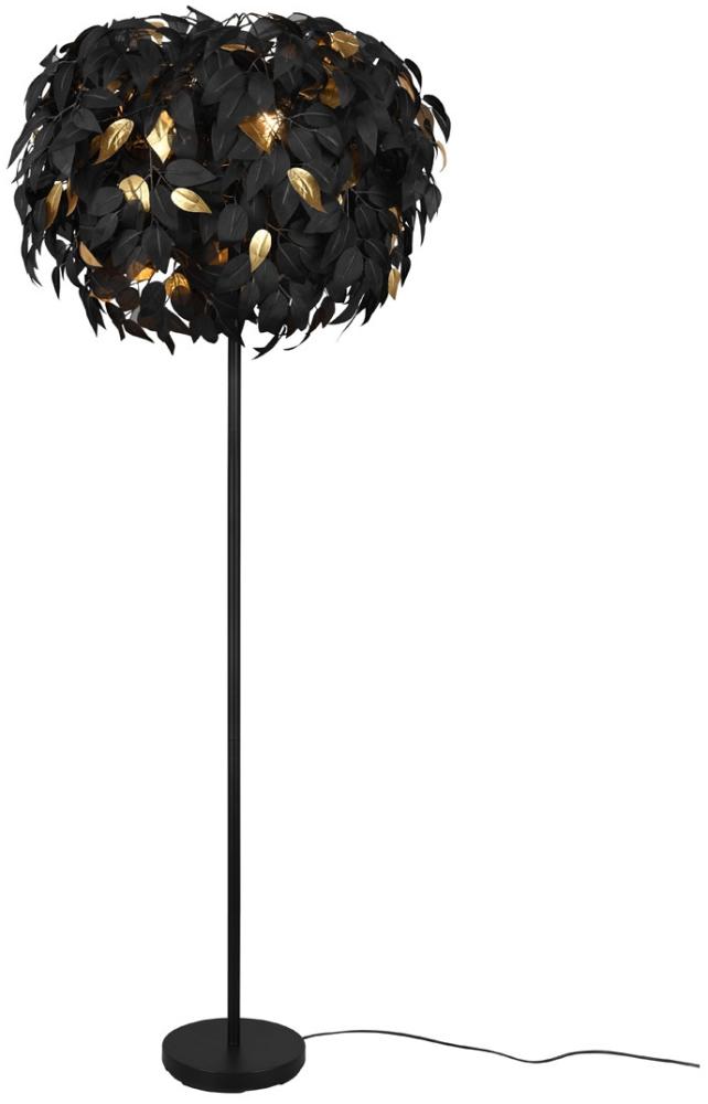 Stehleuchte LEAVY Blätter Lampenschirm Schwarz-Gold 180cm, Ø70cm Bild 1
