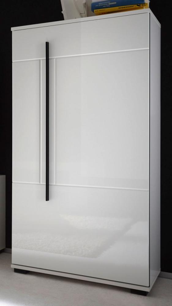 Kommode Design-D in Hochglanz weiß 60 x 126 cm Bild 1