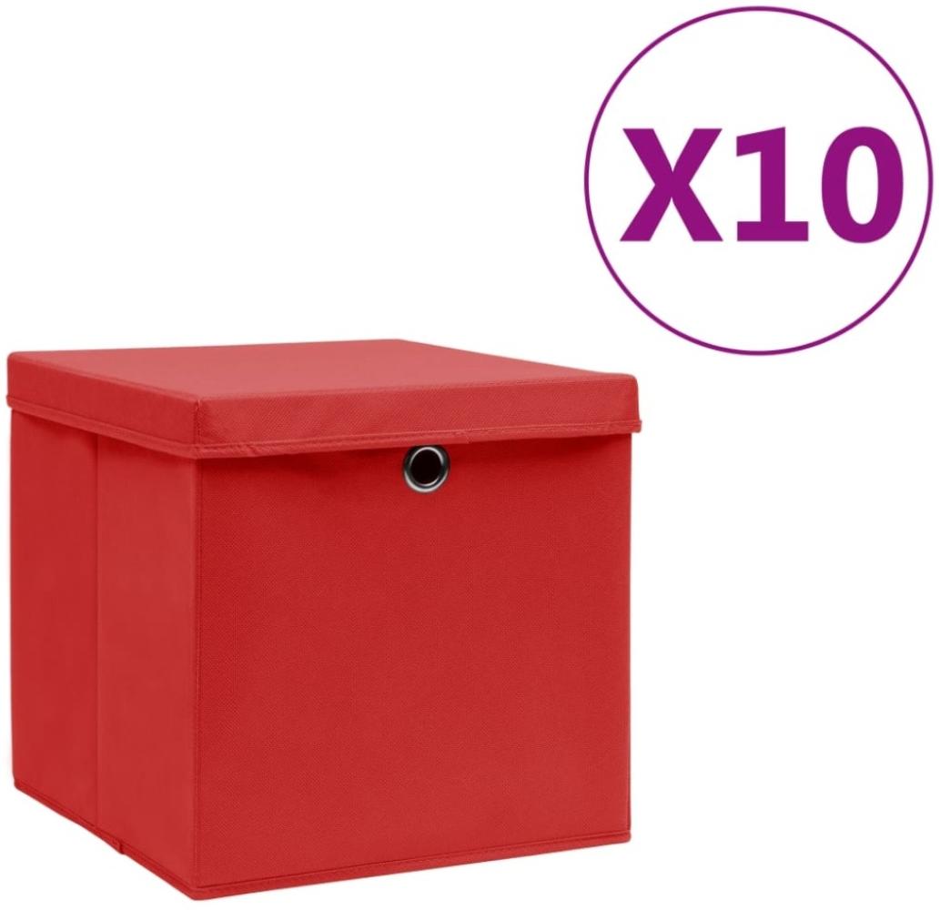 vidaXL Aufbewahrungsboxen mit Deckeln 10 Stk. 28x28x28 cm Rot Bild 1