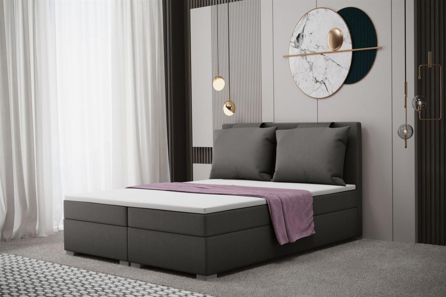 Boxspringbett Schlafzimmerbett MATRO 120x200cm in Stoff Soro Quarzgrau Bild 1