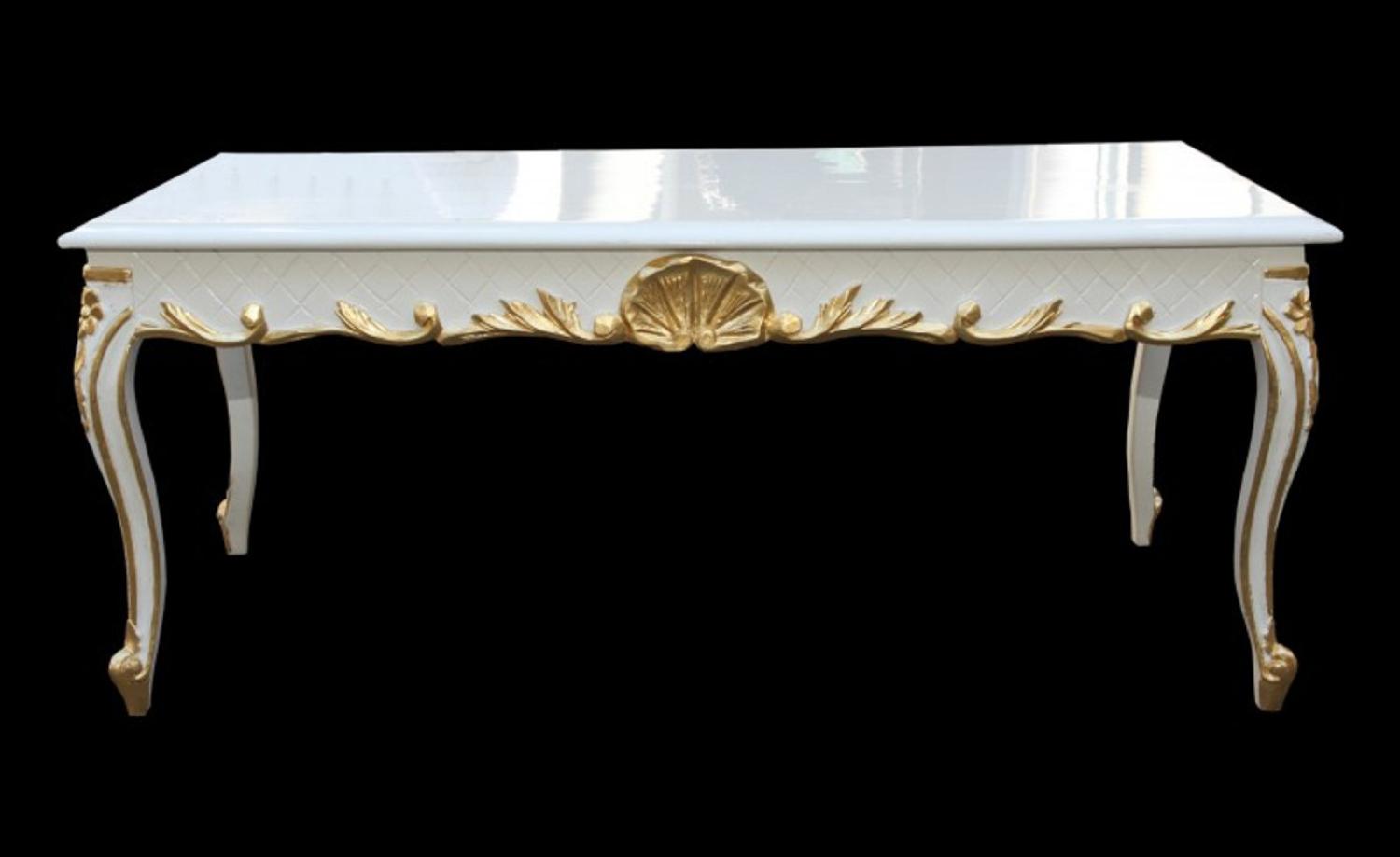Casa Padrino Barock Couchtisch Weiß/Gold 120 x 60 cm Mod2 - Antik Look Bild 1
