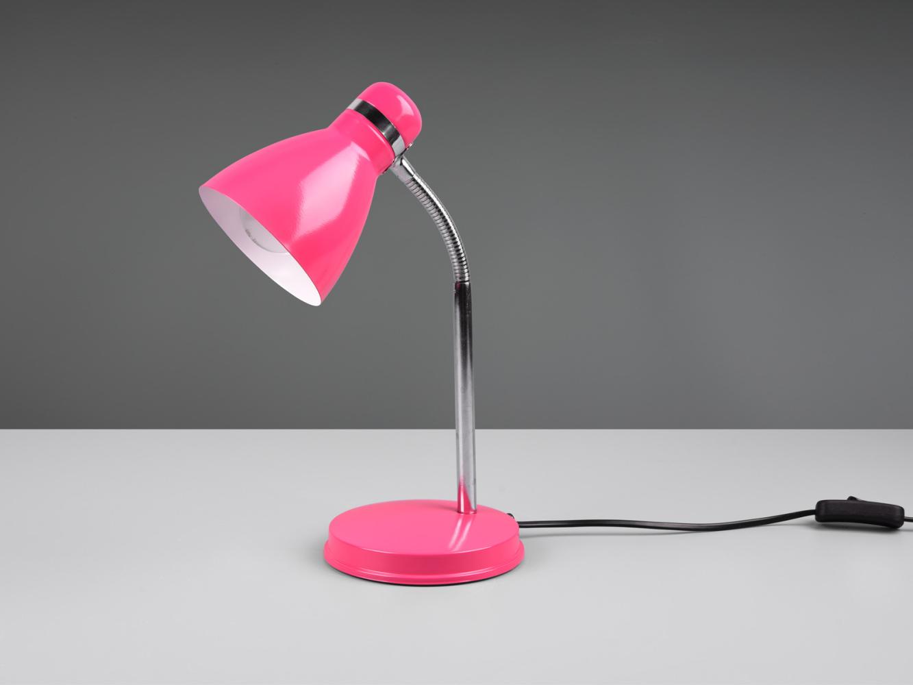Schreibtischleuchte HARVEY flexibel, Chrom & Metallschirm Pink, 33cm Bild 1