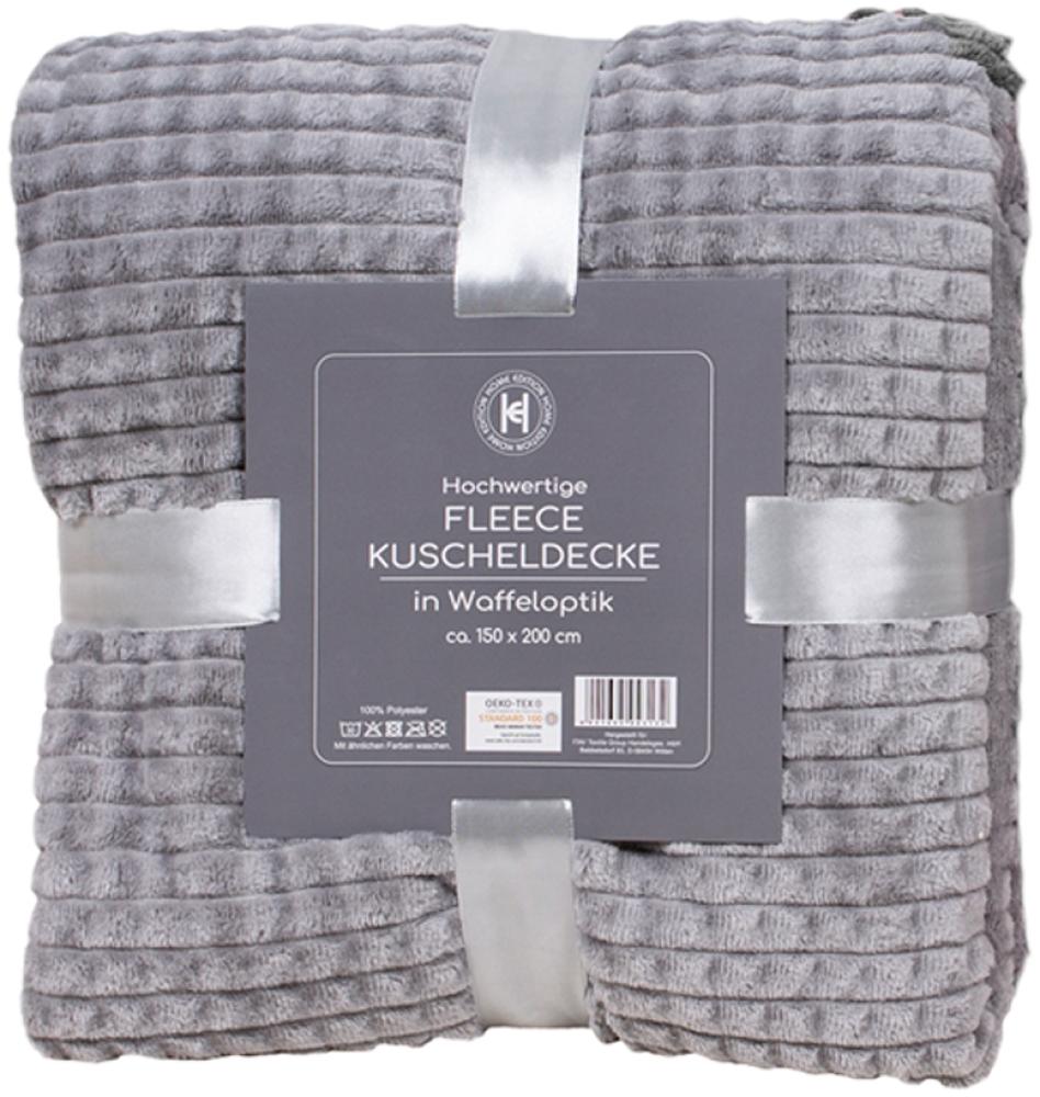 Flanell Wohndecke Kuscheldecke Wolldecke Sofadecke 150x200cm Grau Bild 1