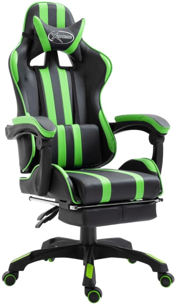 vidaXL Gaming-Stuhl mit Fußstütze Grün Kunstleder [20219] Bild 1