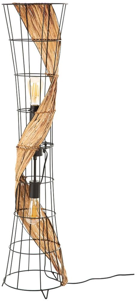 Stehlampe, Metall, Gitter, Grasgeflecht, 2 Flammig, H 110 cm Bild 1