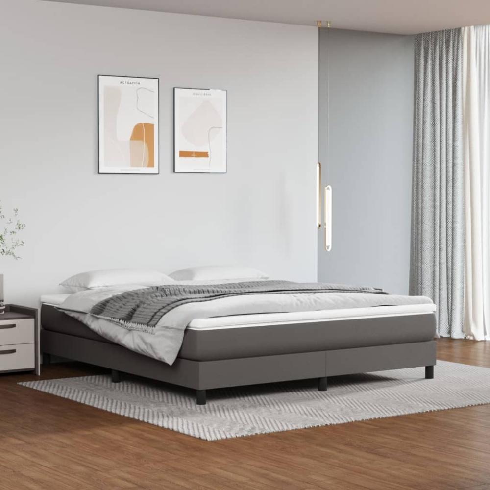 vidaXL Boxspringbett Grau 160x200 cm Kunstleder Bild 1