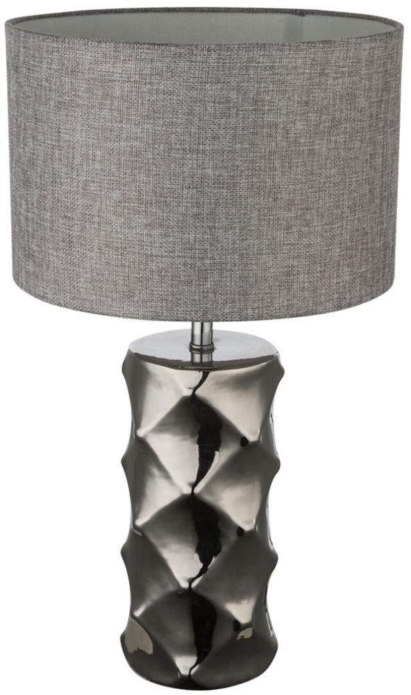 Tischlampe, Chrom, Textil grau, Höhe 48 cm Bild 1