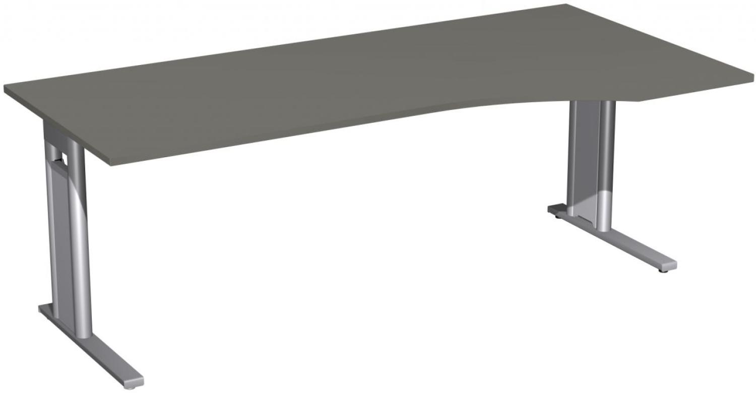 PC-Schreibtisch 'C Fuß Pro' rechts, feste Höhe 200x100x72cm, Graphit / Silber Bild 1