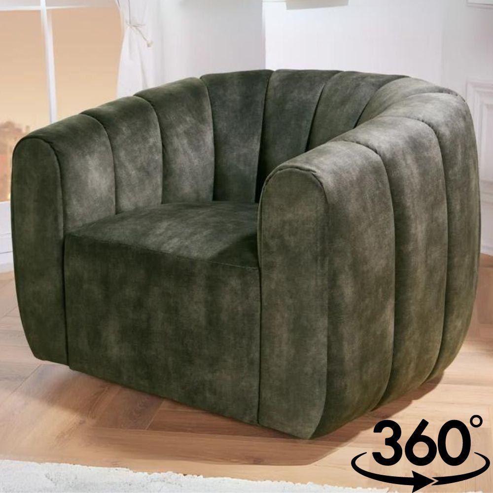 Bequemer Premium Drehsessel SALON Samt dunkelgrün Design-Sessel Bild 1