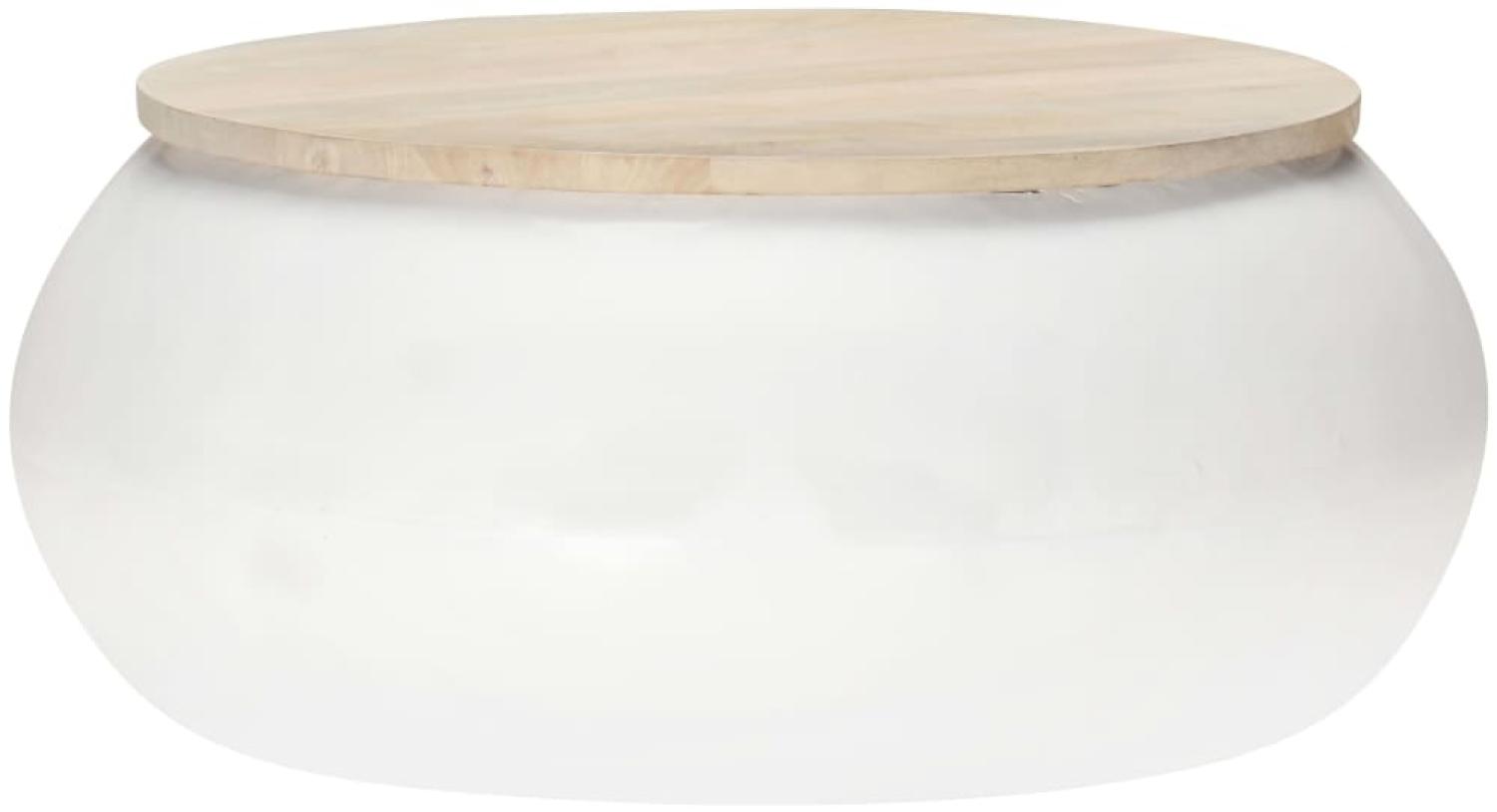 vidaXL Couchtisch Weiß 68x68x30 cm Massivholz Mango Bild 1