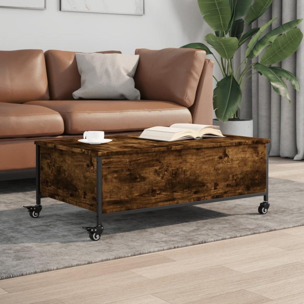 vidaXL Couchtisch mit Rollen Räuchereiche 91x55x34 cm Holzwerkstoff Bild 1