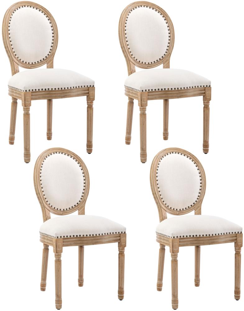 Merax Esszimmerstühle 4er Set Küchenstühle, Beine aus Massivholz, Verstellbare Vordersitzbeine, Leinensitze, creme Bild 1