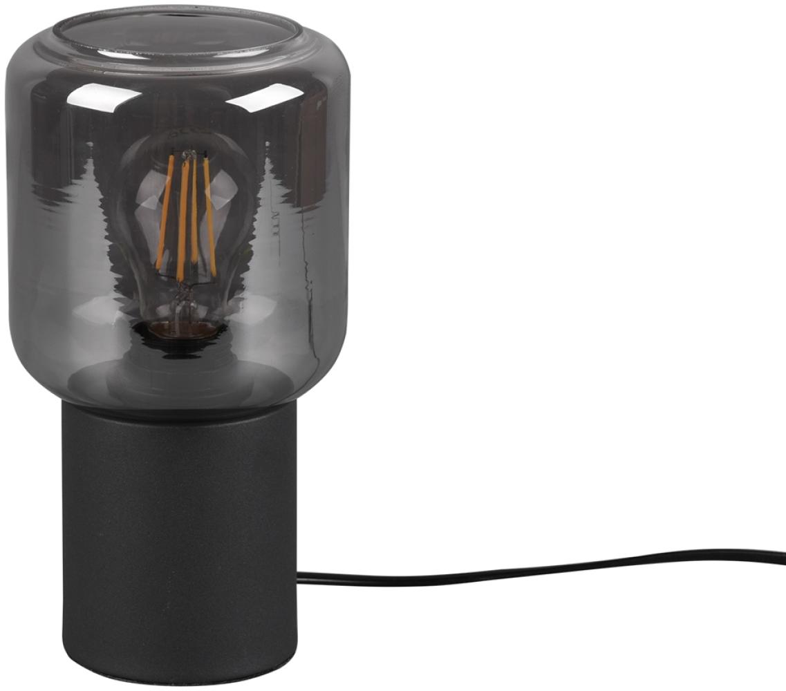 Mini LED Tischleuchte Schwarz Glasschirm Rauchfarbig Ø 13cm Höhe 24cm Bild 1
