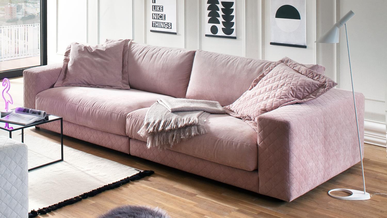 Candy 'High Loft' Big Sofa, Loungesofa, in Stoff Velour rosa, 290 cm Bild 1
