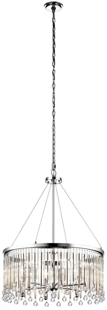 Großer LED Kronleuchter 6-flammig mit filigranem Kristall Glas Chrom, Ø 61,6cm Bild 1