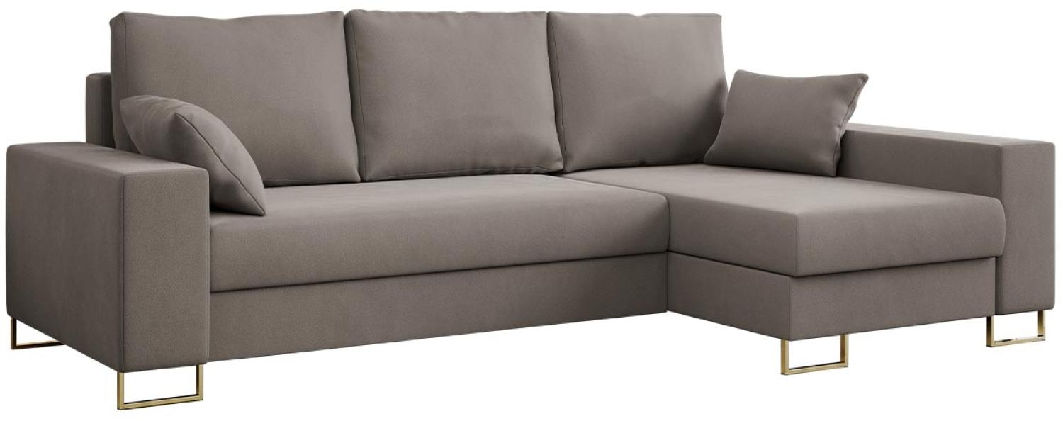 Ecksofa, Bettsofa, L-Form Couch mit Bettkasten - DORIAN-L - Braun Velvet Bild 1