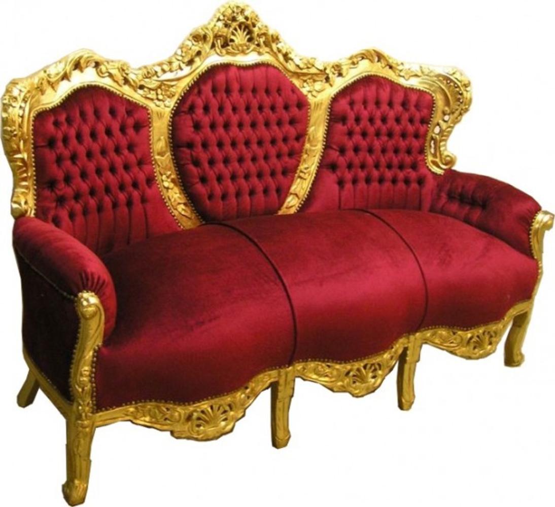 Casa Padrino Barock Sofa Garnitur King Bordeaux / Gold - Barock Möbel Bild 1