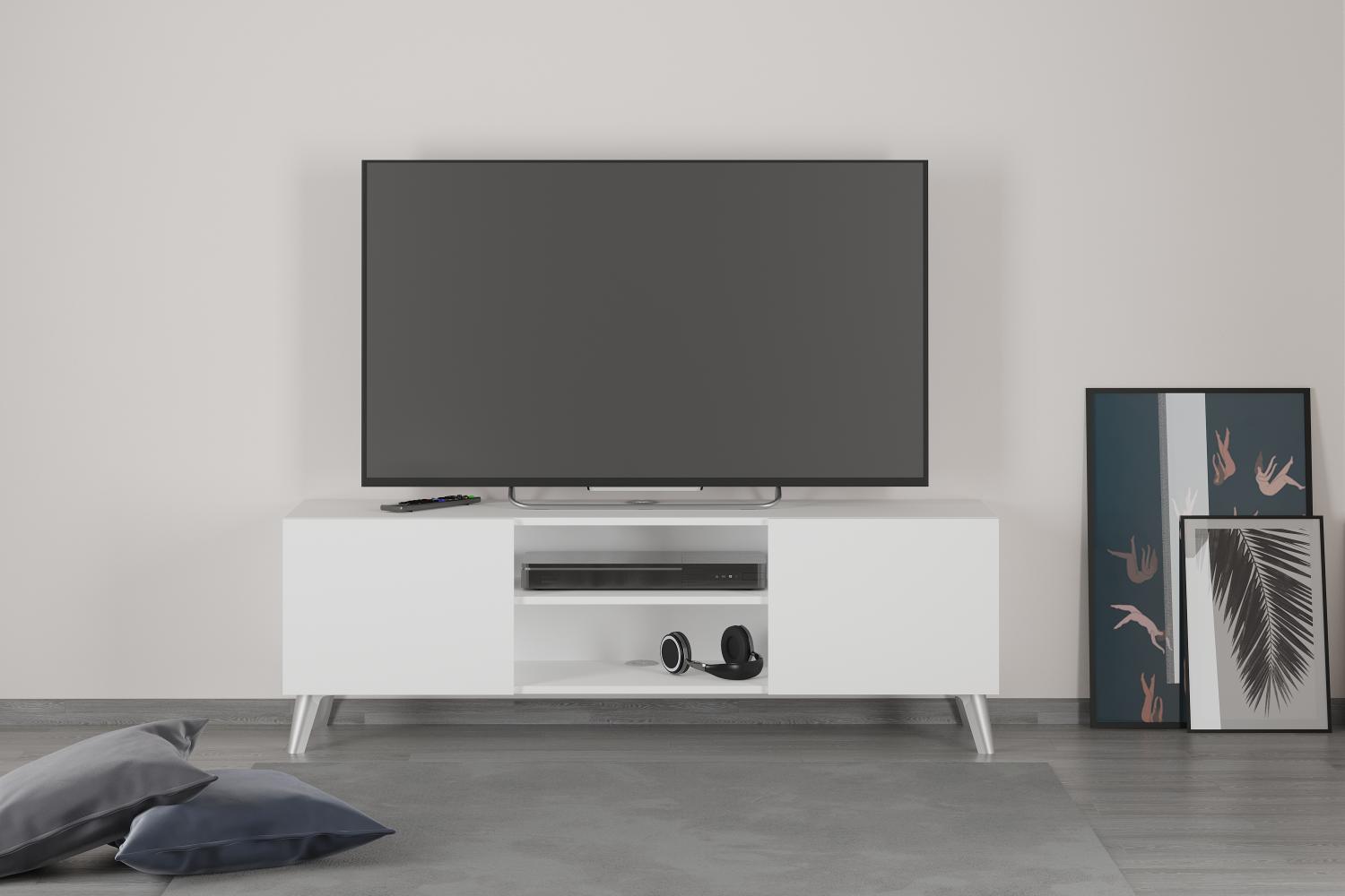 FMD Möbel - BRIGHTON - TV-Board - melaminharzbeschichtete Spanplatte - weiß - 104 x 46,5 x 34,5cm Bild 1