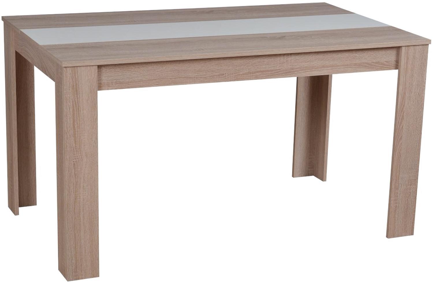 Esstisch Esszimmertisch Holztisch Küchentisch 135x80 cm Holz Massiv Eiche Weiß Braun Bild 1