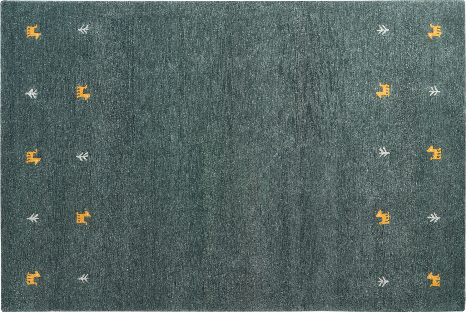 Gabbeh Teppich Wolle grün 200 x 300 cm Kurzflor CALTI Bild 1