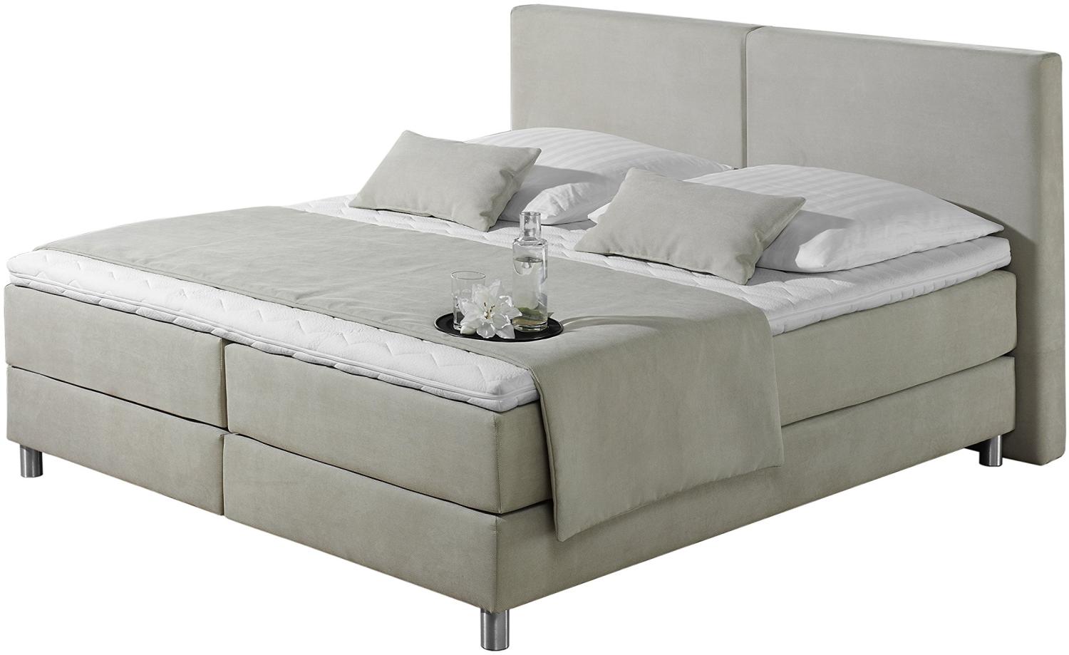 Maintal Boxspringbett Metropol, 140 x 200 cm, Strukturstoff, 7-Zonen-Kaltschaum Matratze h2, ecru Bild 1