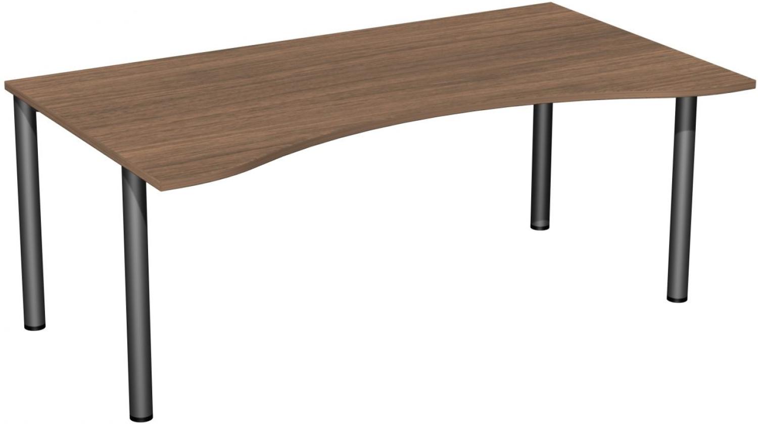 Schreibtisch '4 Fuß Flex', feste Höhe 180x100cm, Nussbaum / Anthrazit Bild 1