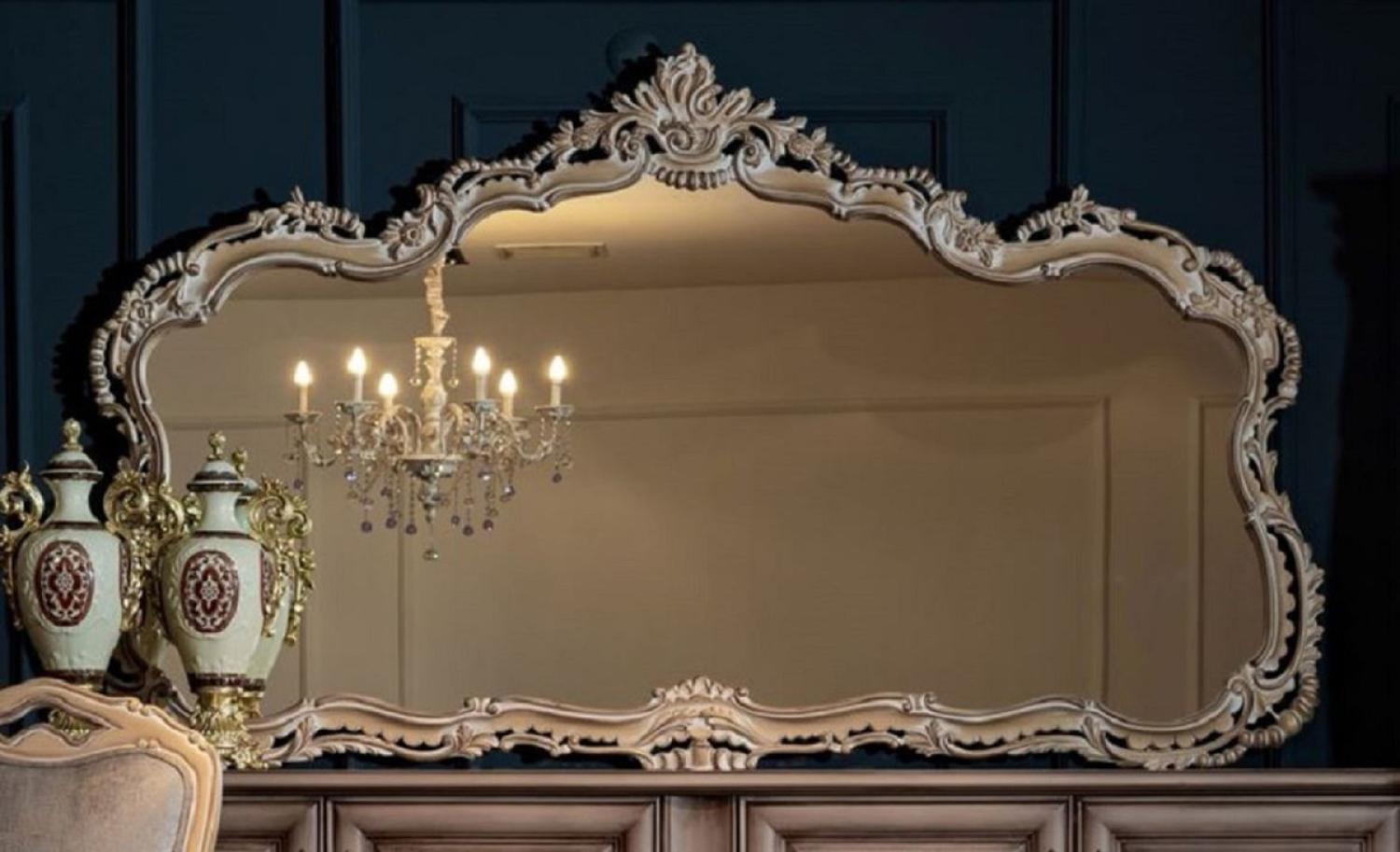 Casa Padrino Luxus Barock Spiegel Naturfarben - Prunkvoller Massivholz Wandspiegel im Barockstil - Barock Möbel Bild 1