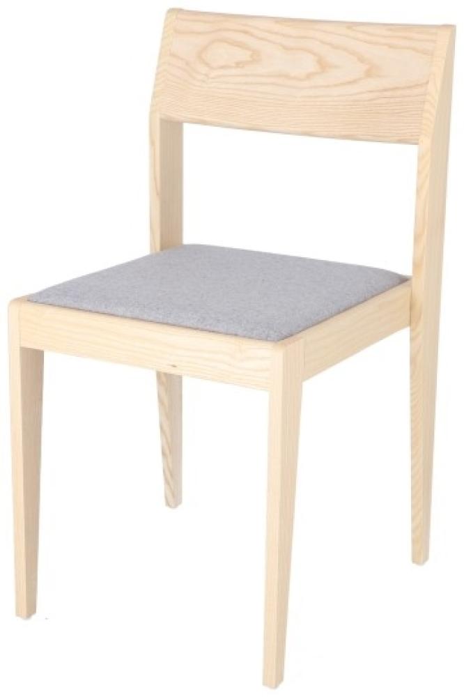 Stuhl mit gepolsteter Sitzfläche Nora natur/hellgrau Bild 1