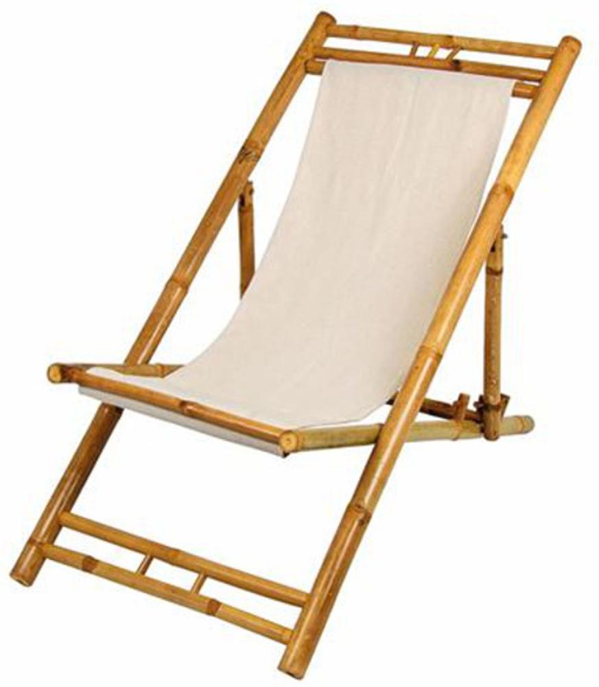 Bamboo Relax-Stuhl beige Liegestuhl natur Bambus Gartenstuhl Terrassenstuhl Bild 1