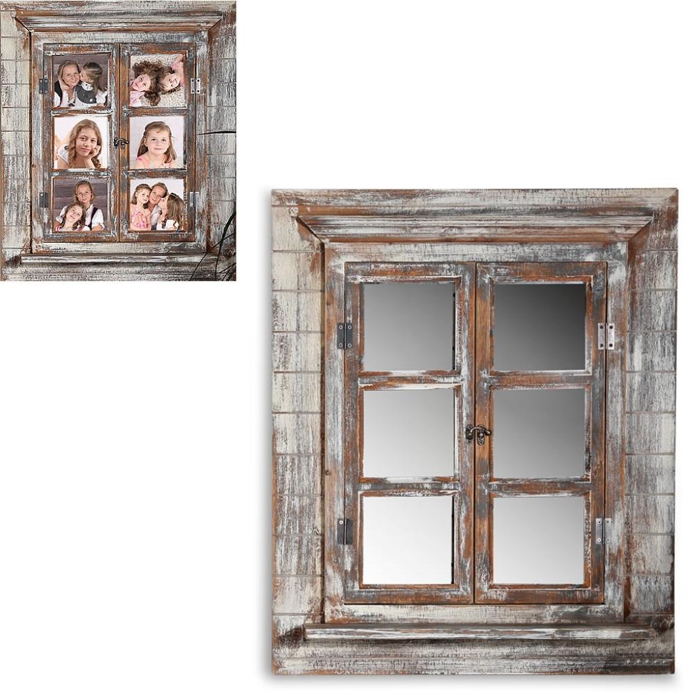 Wandspiegel Spiegel Bilderrahmen Fensterladen Fotorahmen Holz 64cm Ablage Deko Bild 1