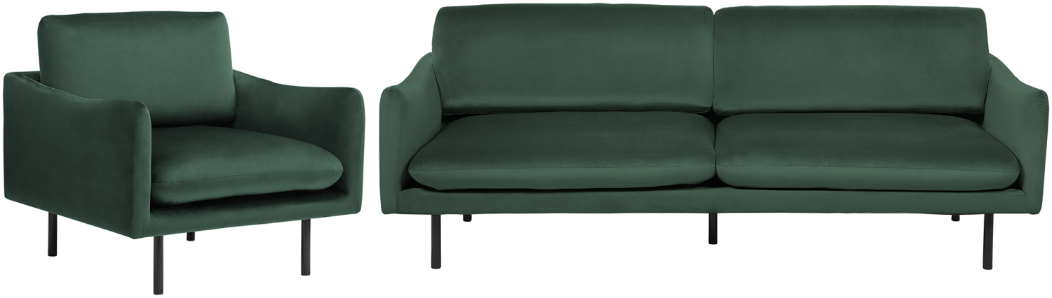 Sofa Set Samtstoff grün 4-Sitzer VINTERBRO Bild 1