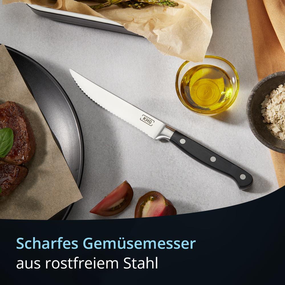 KHG Steakmesser Messer Küchenmesser | 20,32 cm Klinge aus rostfreiem Stahl | ergonomischer Griff mit Fingerschutz, 3-fach vernietet Bild 1
