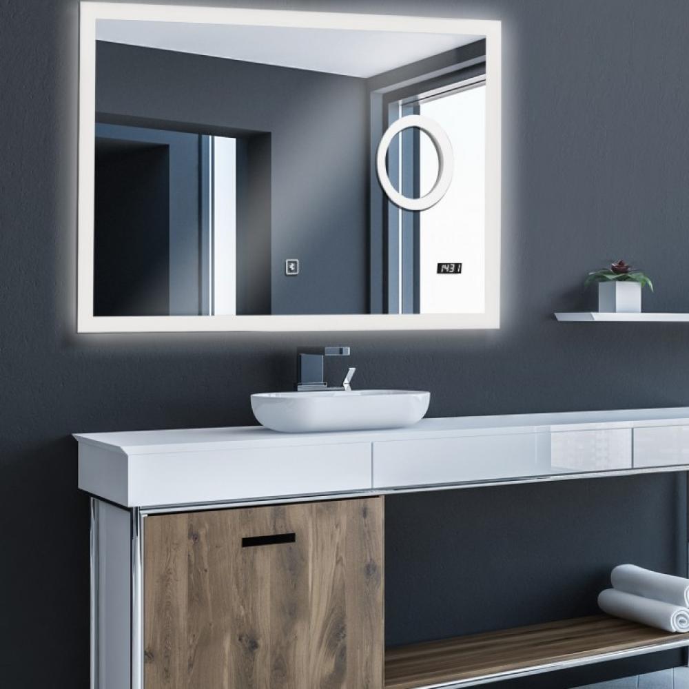 Aquamarin® Badspiegel mit LED Beleuchtung, Dimmbar, 80x60cm Bild 1