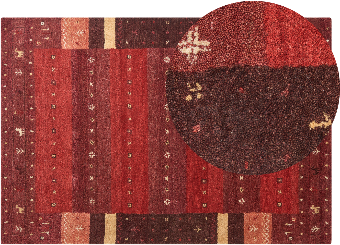 Gabbeh Teppich Wolle rot 140 x 200 cm Hochflor SINANLI Bild 1