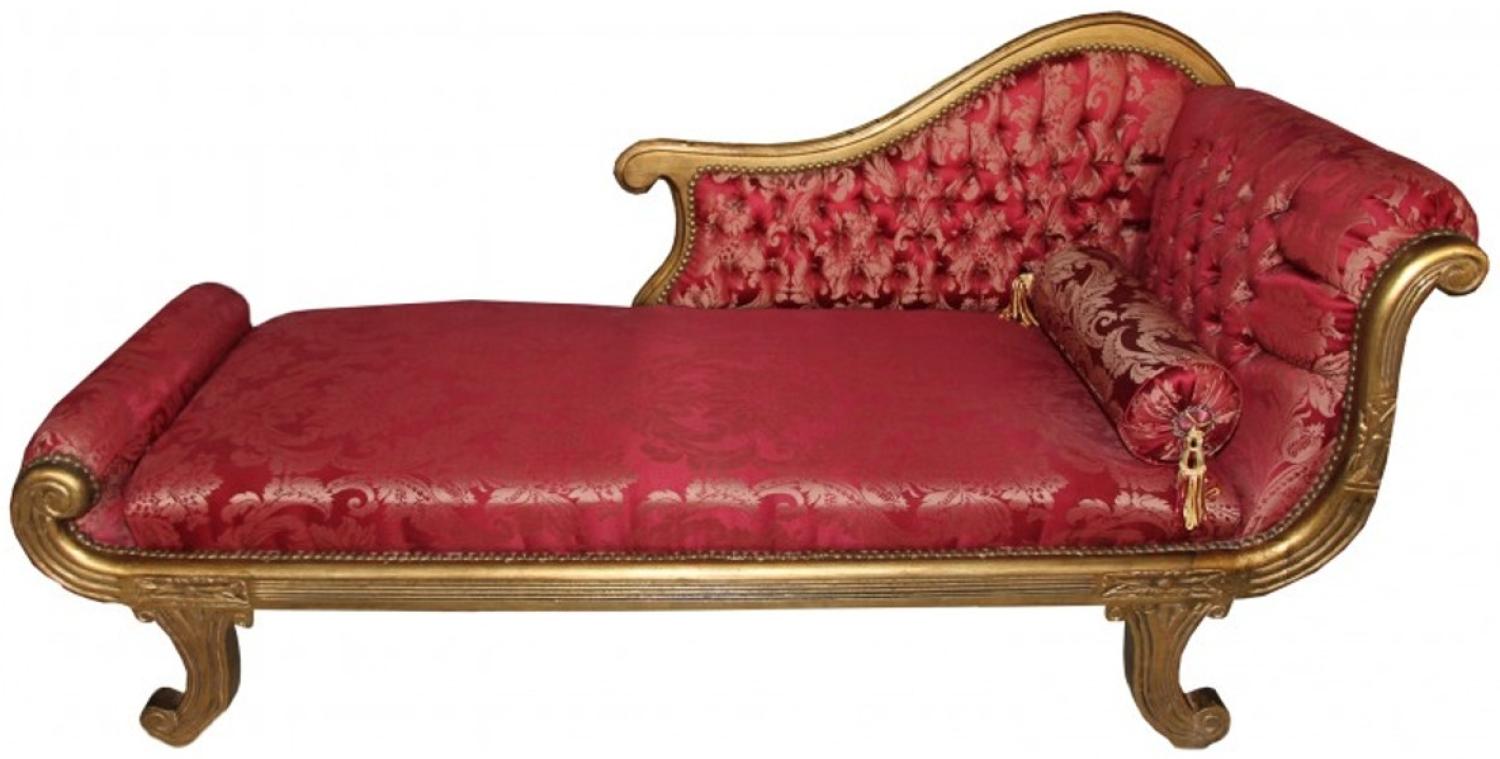 Casa Padrino Barock Chaiselongue Modell Bordeaux Musterstoff / Gold Recamiere Liege Wohnzimmer Möbel Bild 1