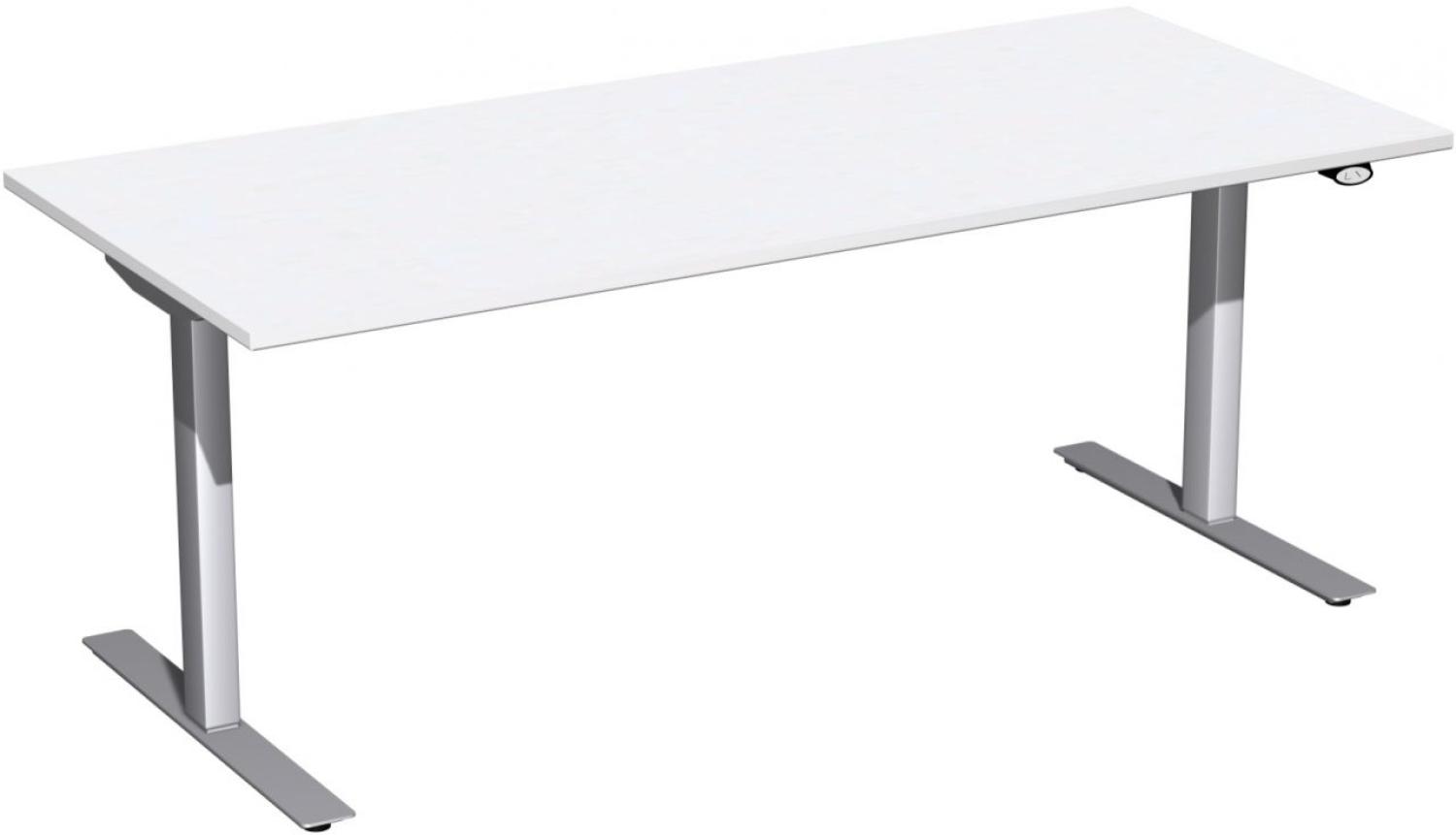 Elektro-Hubtisch 'Flex', höhenverstellbar, 180x80x68-116cm, gerade, Weiß / Silber Bild 1