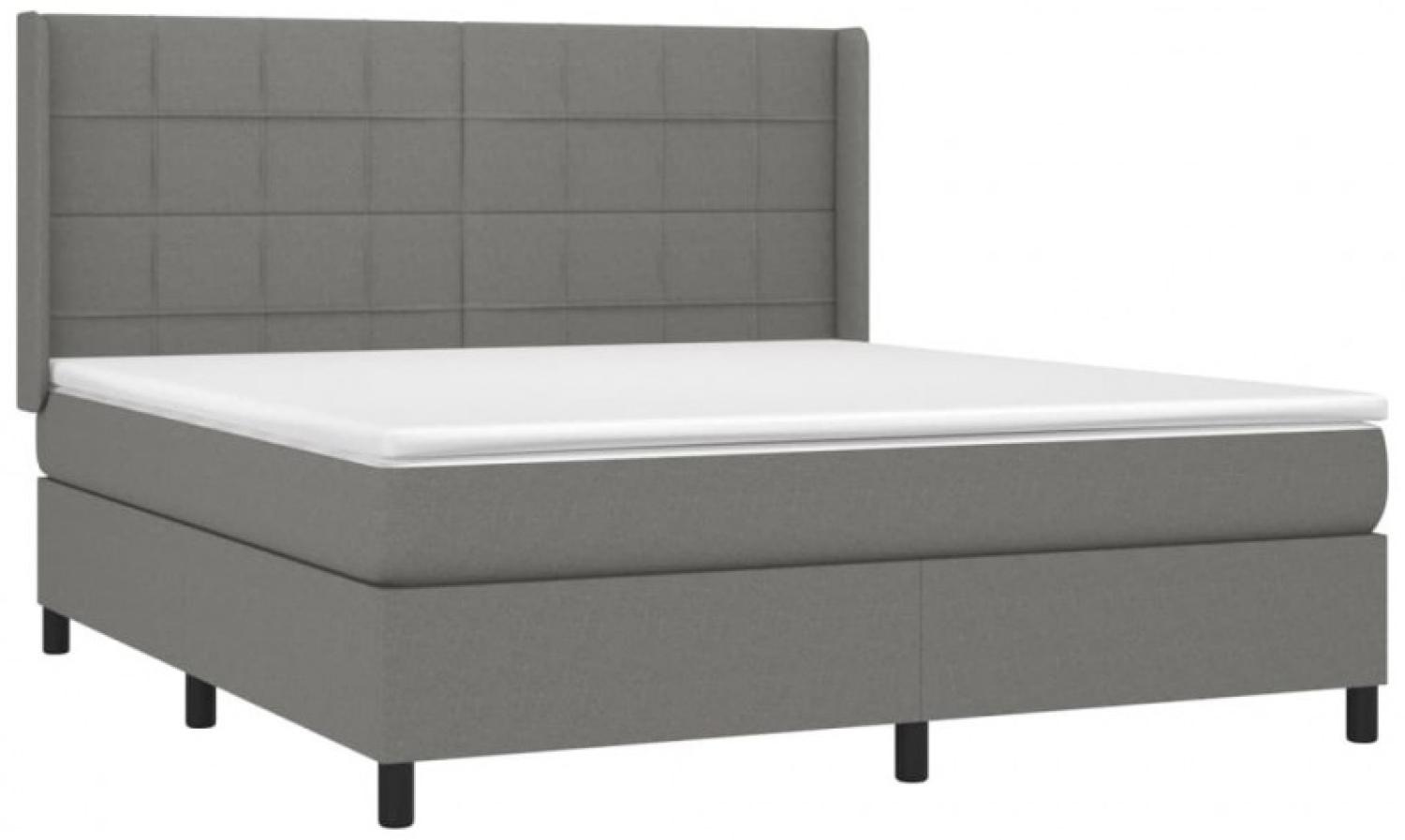 vidaXL Boxspringbett mit Matratze & LED Dunkelgrau 160x200 cm Stoff Bild 1