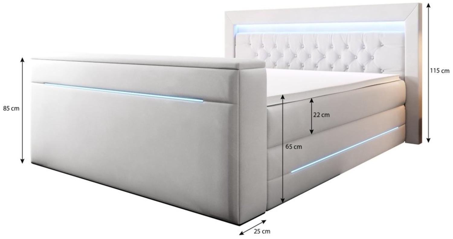 Boxspringbett Neptun mit TV Lift und RGB 200x200 Weiß H3 Bild 1