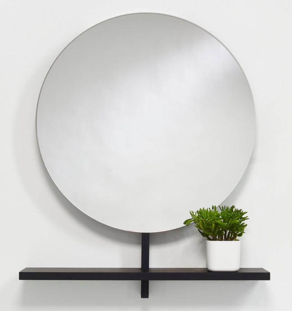 Casa Padrino Luxus Spiegel / Wandspiegel mit Ablage Schwarz 100 x 20 x H. 115 cm - Luxus Möbel Bild 1