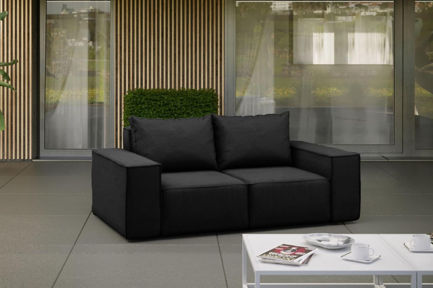 Gartensofa Loungesofa Sofa 2-Sitzer GARDENT wetterfester Stoff NXL Schwarz Bild 1