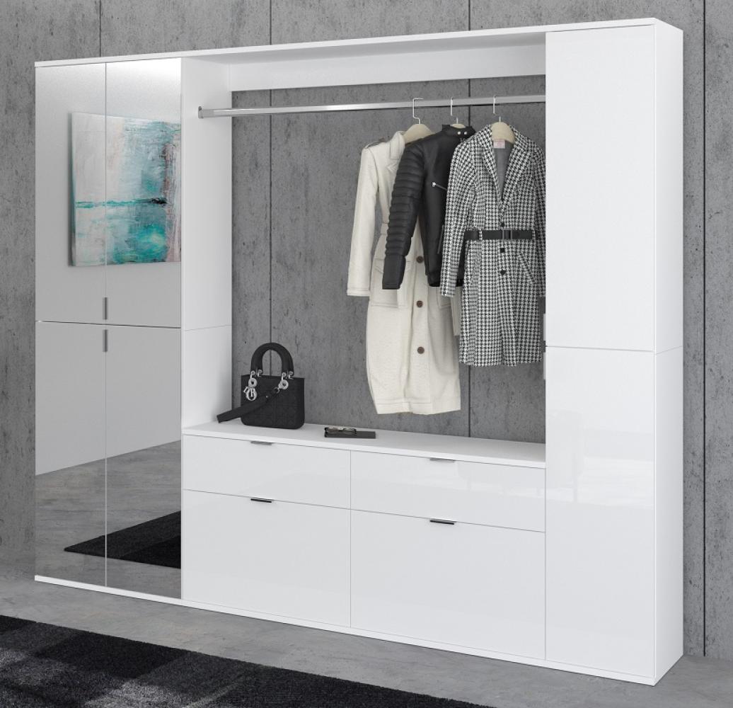 Garderobenschrank mit Spiegel ProjektX in weiß Hochglanz 212 x 193 cm Bild 1