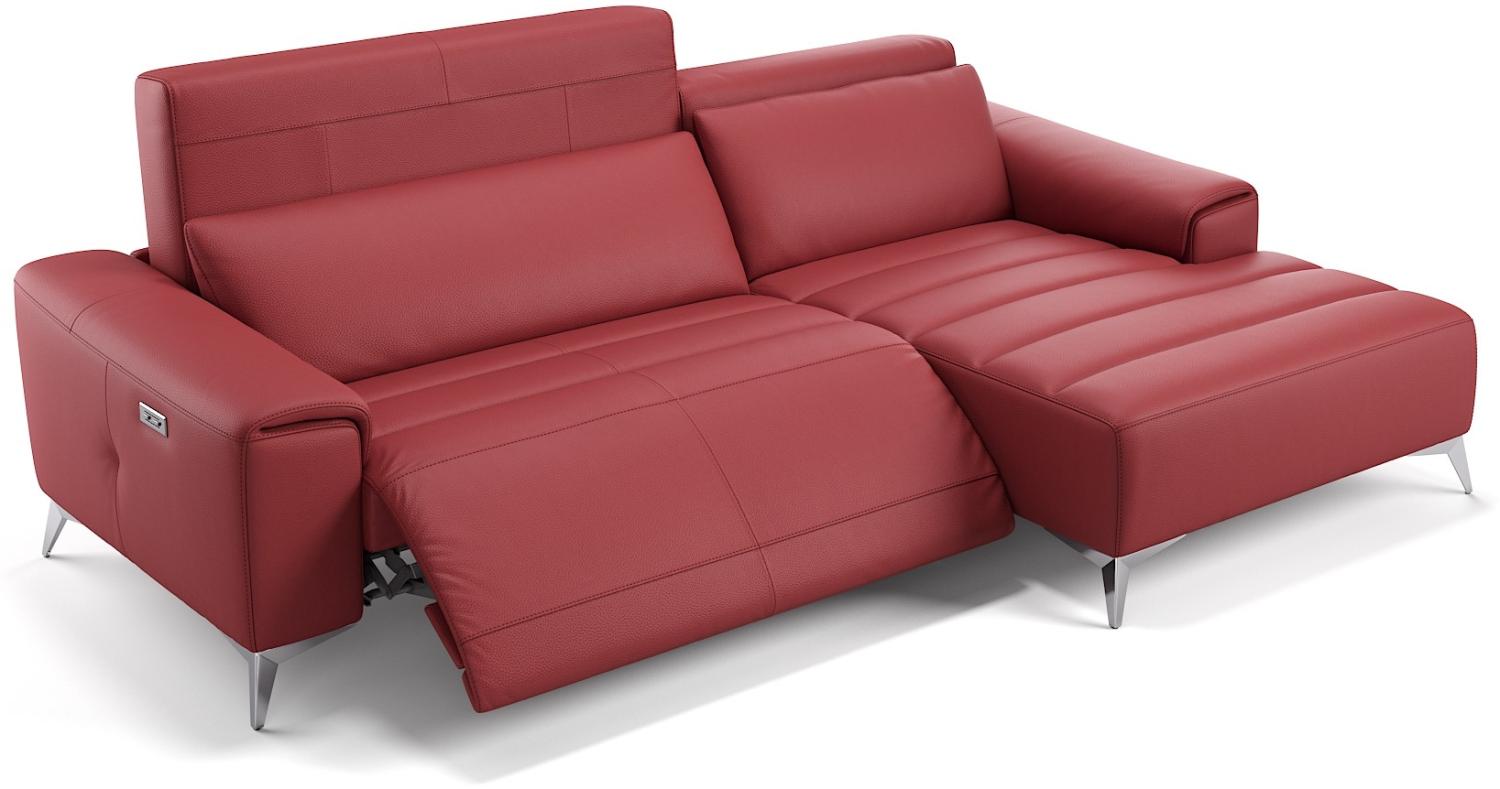 Sofanella Ecksofa BELLA Sofalandschaft Funktionscouch Ledercouch in Rot M: 266 Breite x 100 Tiefe Bild 1